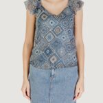 Canotta Only Onlasta Life Capsleeve V-Neck Top Wvn Indigo - Foto 5