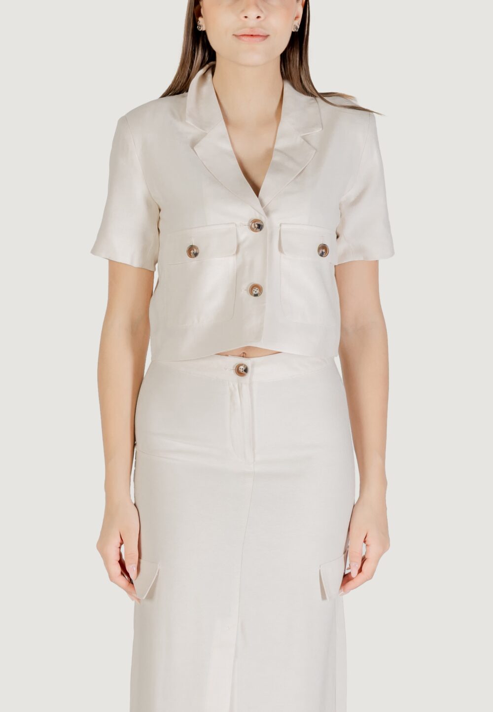 Giacca da completo Jacqueline de Yong Jdyluna S/S Cropped Blazer Tlr Avorio - Foto 1
