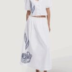 Gonna lunga Desigual SKIRT EMBRO Bianco - Foto 1