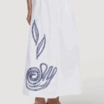 Gonna lunga Desigual SKIRT EMBRO Bianco - Foto 2