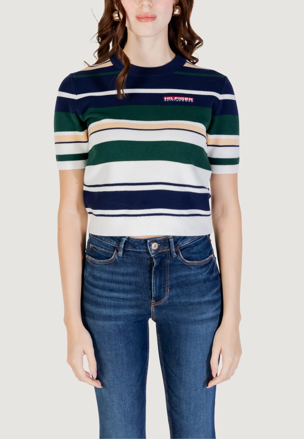 Maglia in filo manica corta Tommy Hilfiger SAILING TOP MULT Blu - Foto 1
