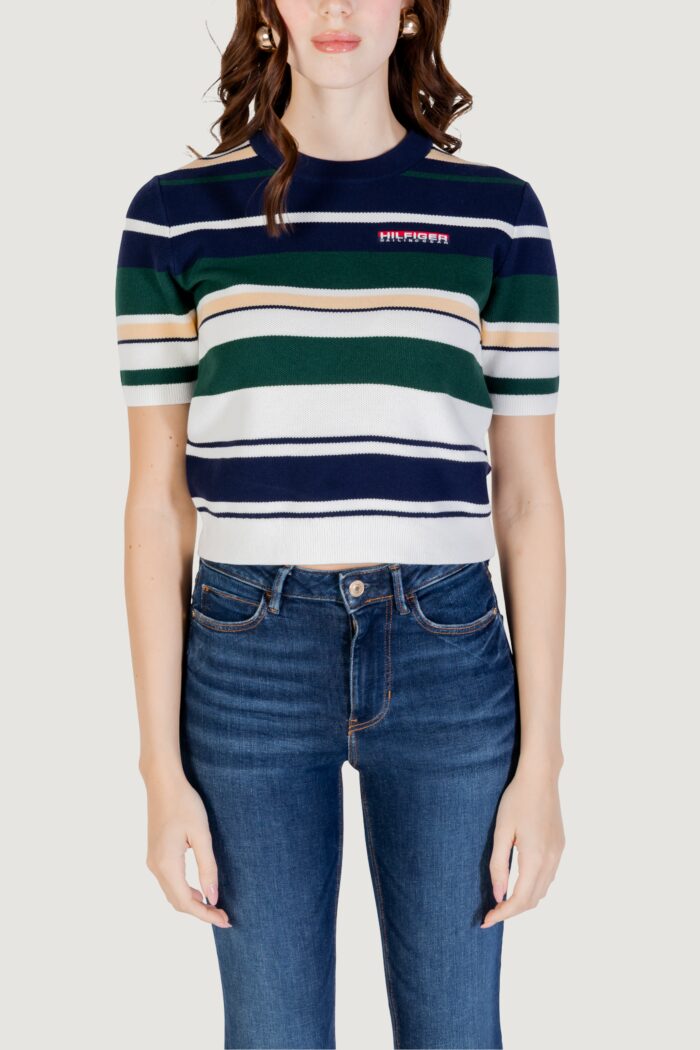 Maglia in filo manica corta Tommy Hilfiger SAILING TOP MULT Blu – WW0WW45596