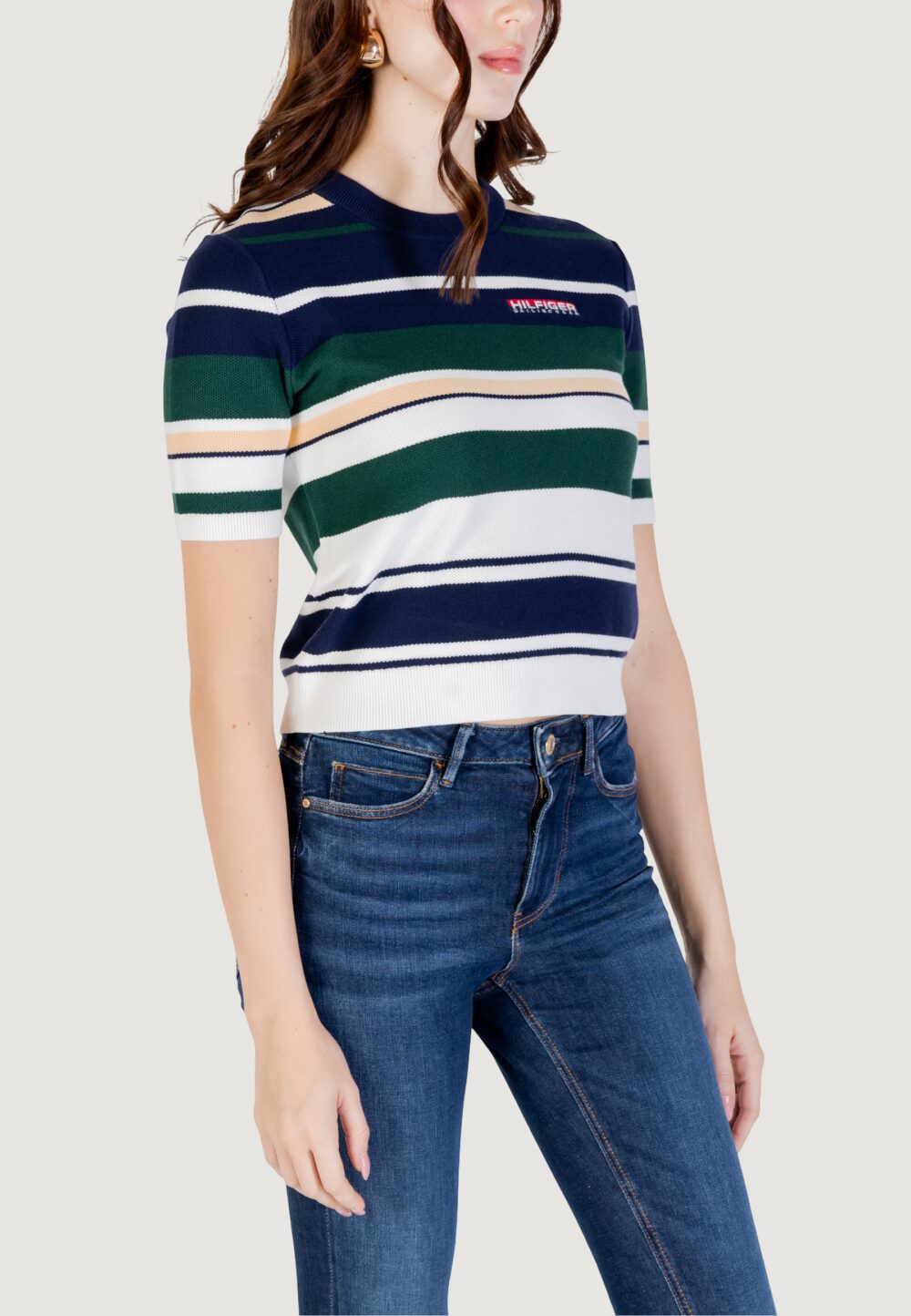 Maglia in filo manica corta Tommy Hilfiger SAILING TOP MULT Blu - Foto 3