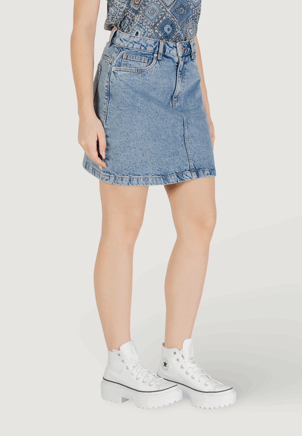 Minigonna ICHI IHAVENY SK Denim chiaro - Foto 3