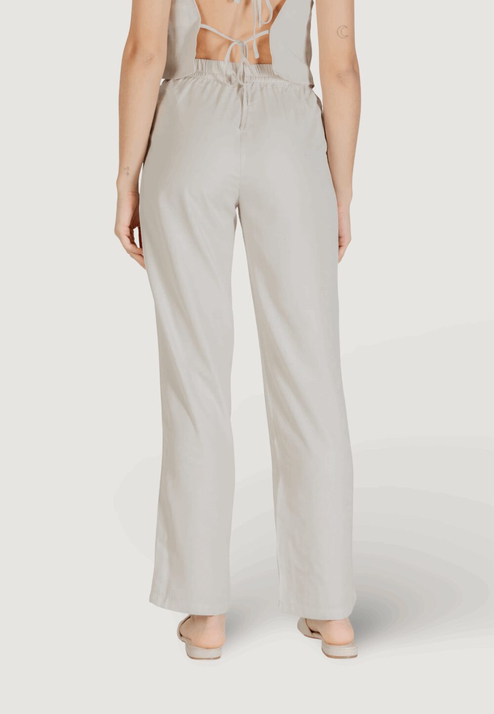 Pantaloni a palazzo Only Onlthalia Life Hw String Wvn Beige chiaro - Foto 5