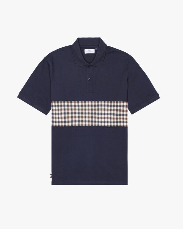 Polo manica corta Aquascutum ACTIVE CLUB CHECK INSERT POLO Blu - Foto 1