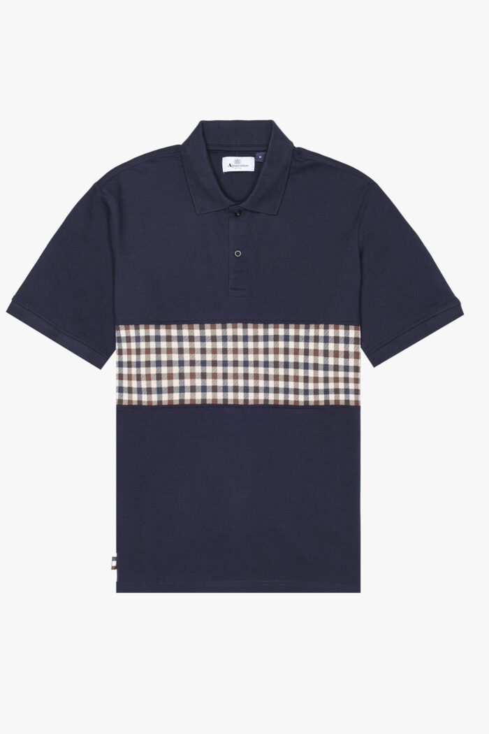 Polo manica corta Aquascutum ACTIVE CLUB CHECK INSERT POLO Blu