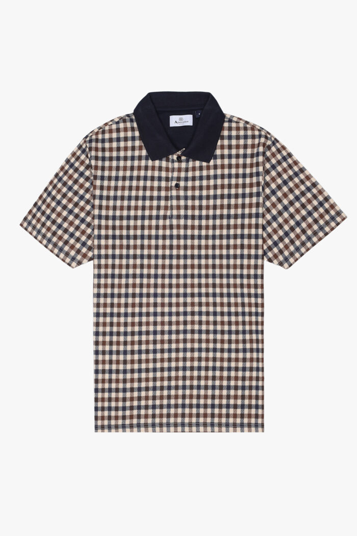 Polo manica corta Aquascutum ACTIVE CLUB CHECK PIQUET POLO Blu