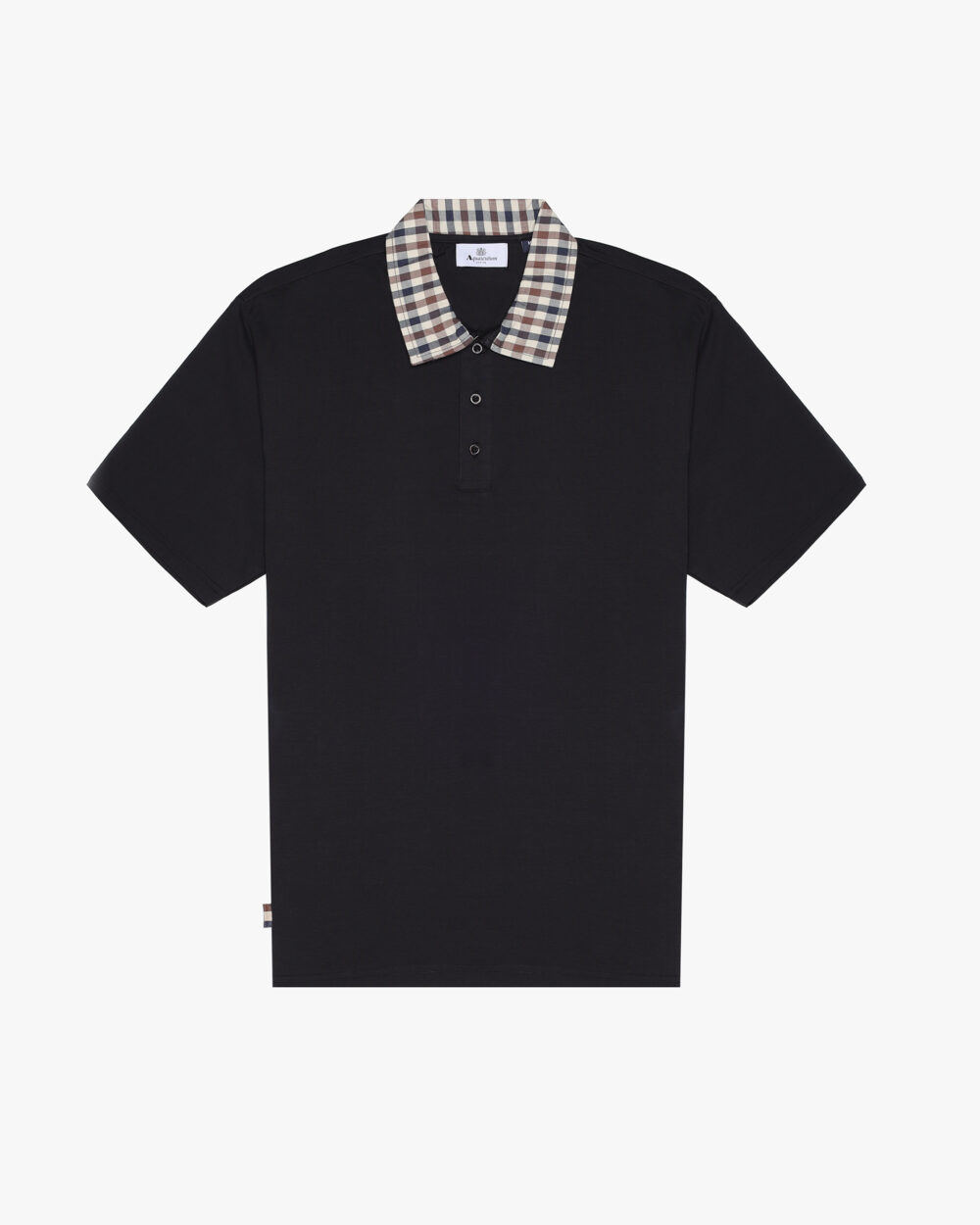 Polo manica corta Aquascutum SUPIMA CLUB CHECK RIB POLO Nero - Foto 1
