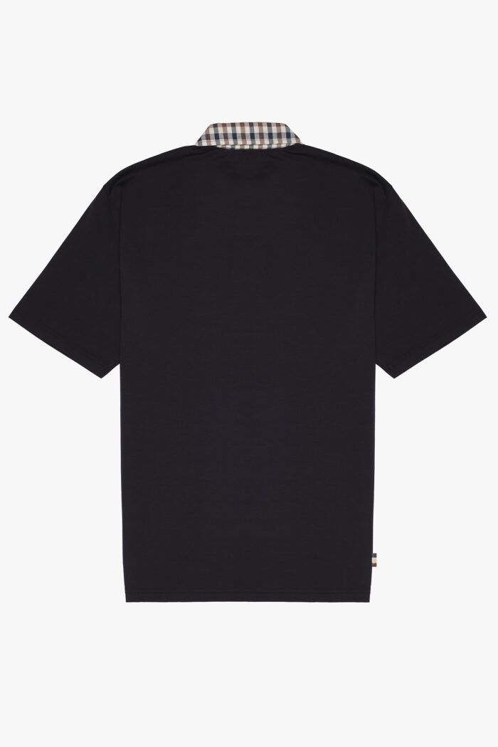 Polo manica corta Aquascutum SUPIMA CLUB CHECK RIB POLO Nero – AA_A004_PO001