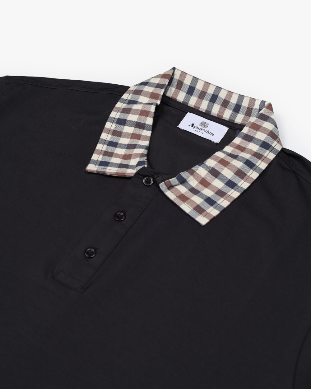 Polo manica corta Aquascutum SUPIMA CLUB CHECK RIB POLO Nero - Foto 3