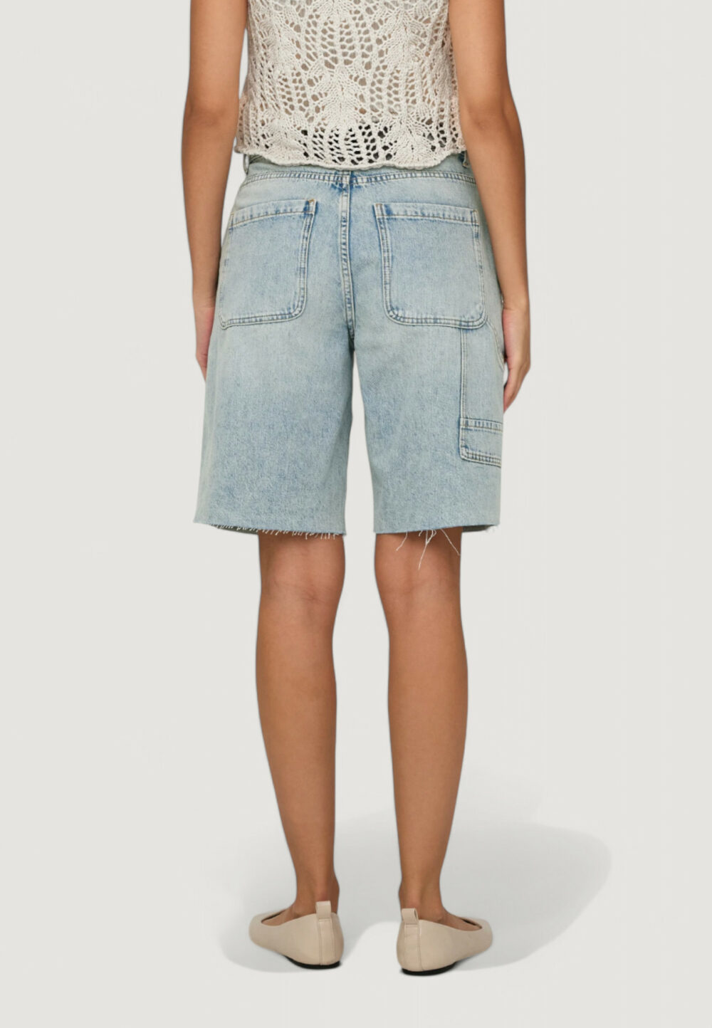 Shorts Only Onlruth Mw Loose Long Dnm Dot Denim chiaro - Foto 4