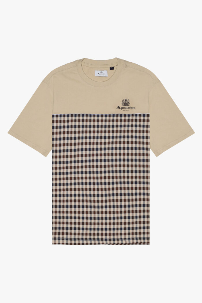 T-shirt Aquascutum ACTIVE CLUB CHECK LOGO T-SHIRT Beige