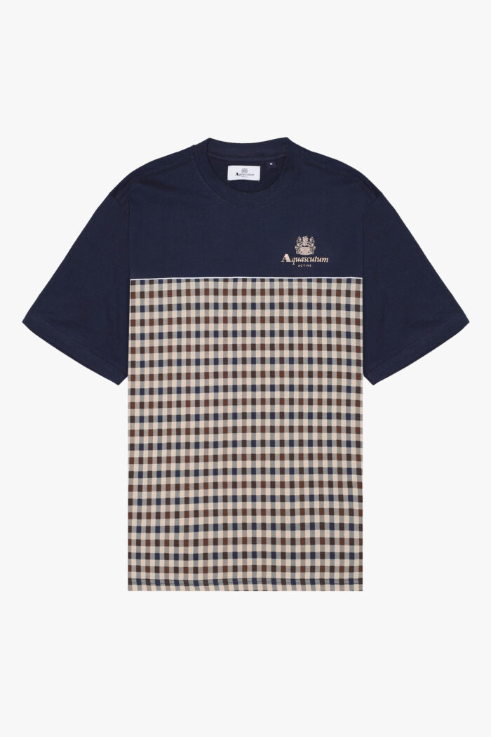 T-shirt Aquascutum ACTIVE CLUB CHECK LOGO T-SHIRT Blu