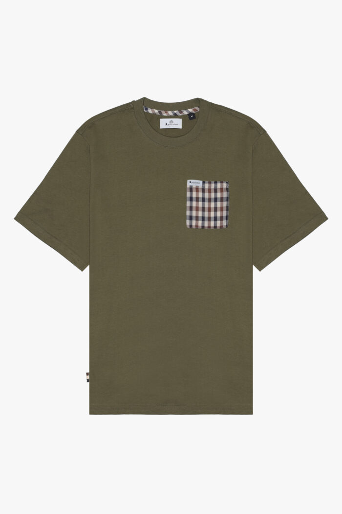 T-shirt Aquascutum ACTIVE CLUB CHECK POCKET T-SHIRT Verde Oliva