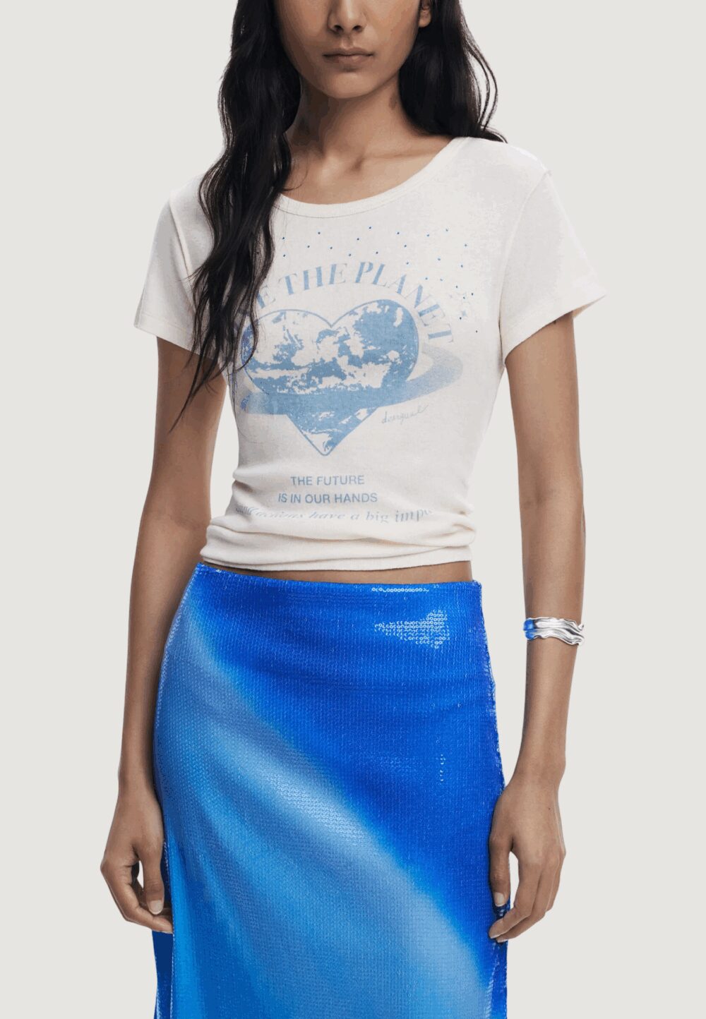 T-shirt Desigual REPRIS TS PLANET Avorio - Foto 1