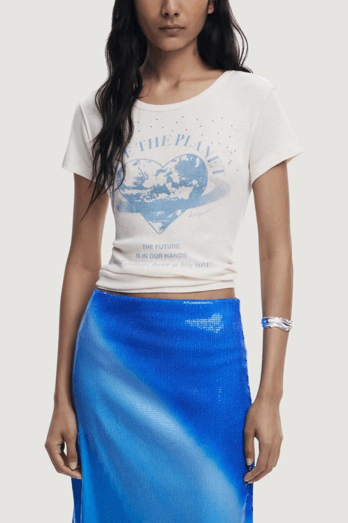 T-shirt Desigual REPRIS TS PLANET Avorio – 25WWTKX6