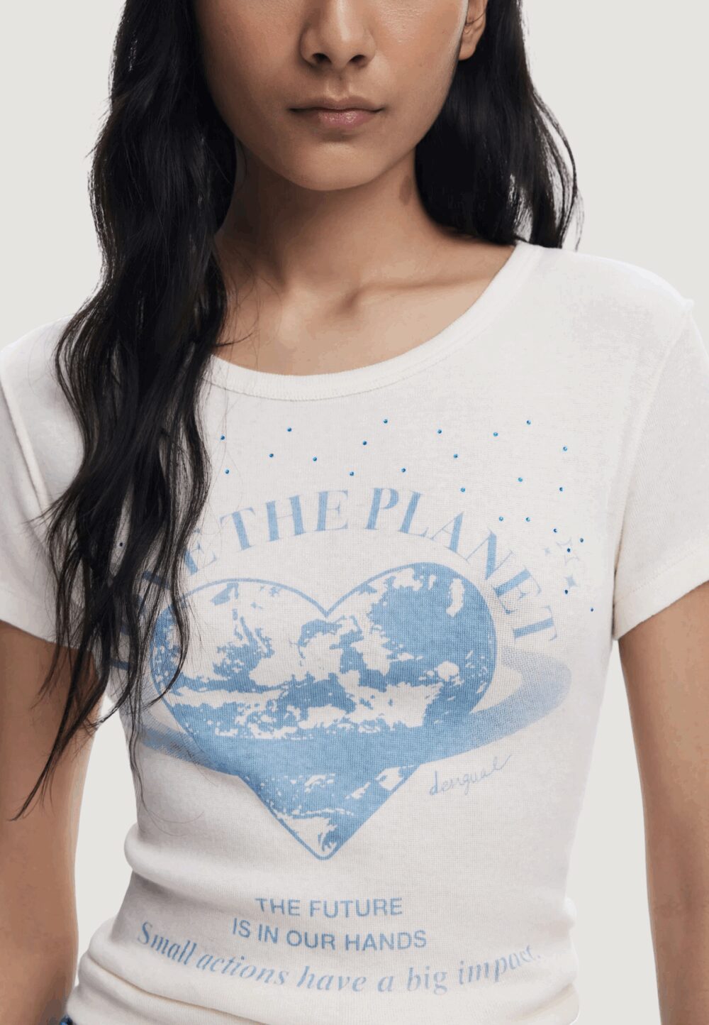 T-shirt Desigual REPRIS TS PLANET Avorio - Foto 2