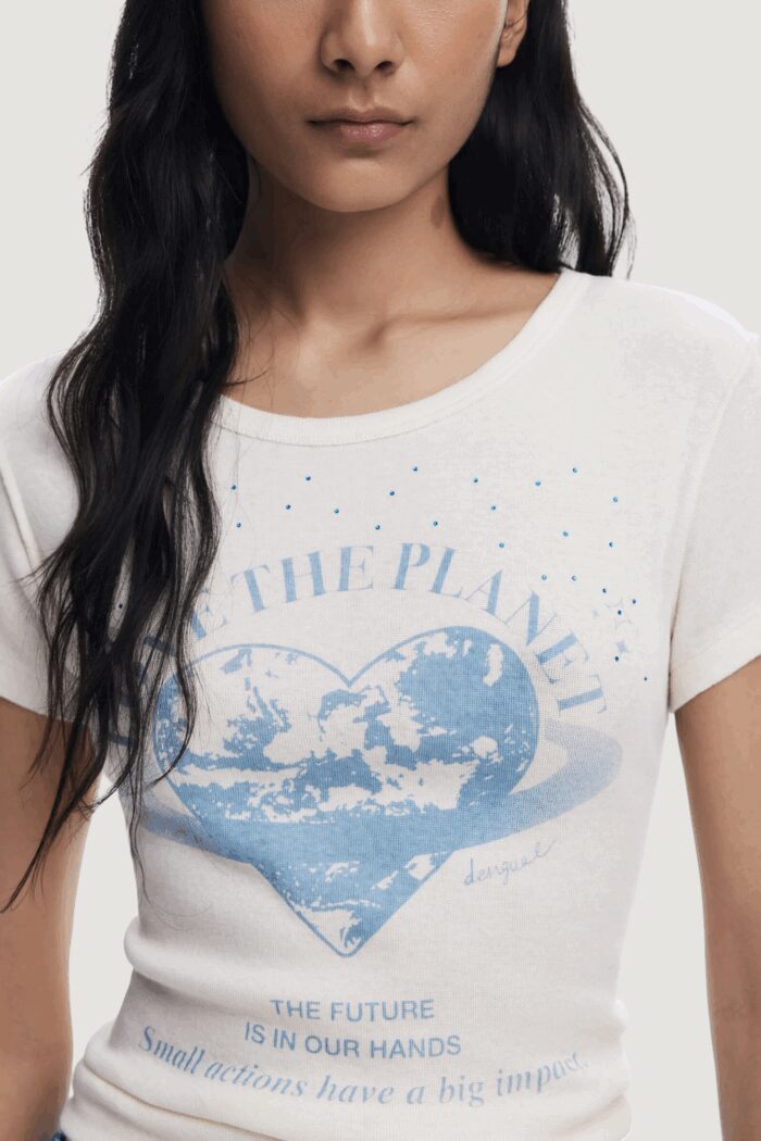 T-shirt Desigual REPRIS TS PLANET Avorio – 25WWTKX6