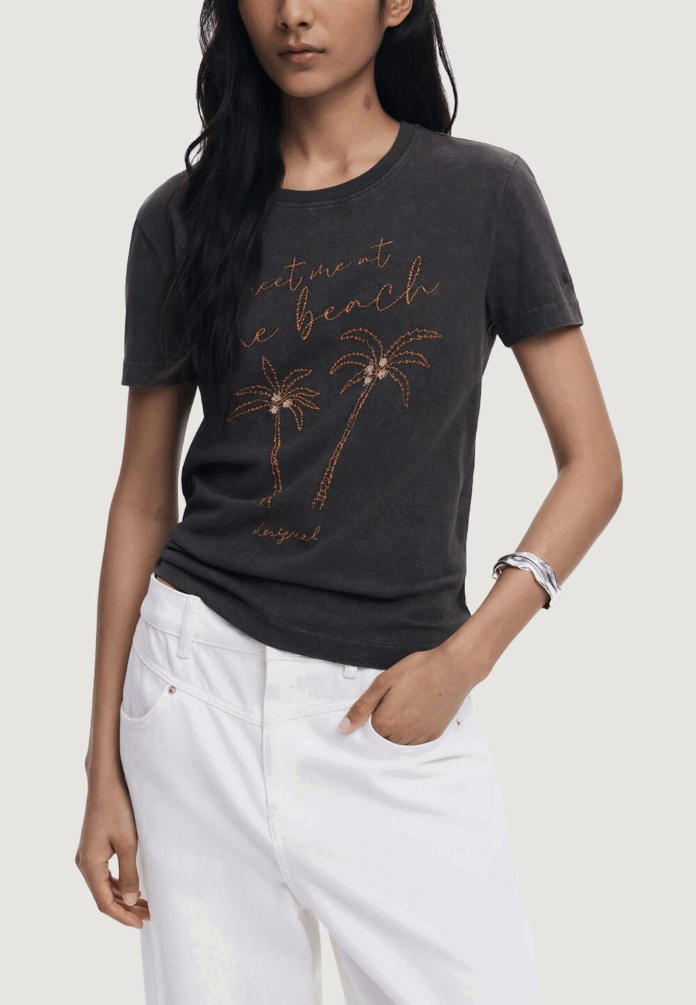 T-shirt Desigual REPRIS TS PALM Nero - Foto 1
