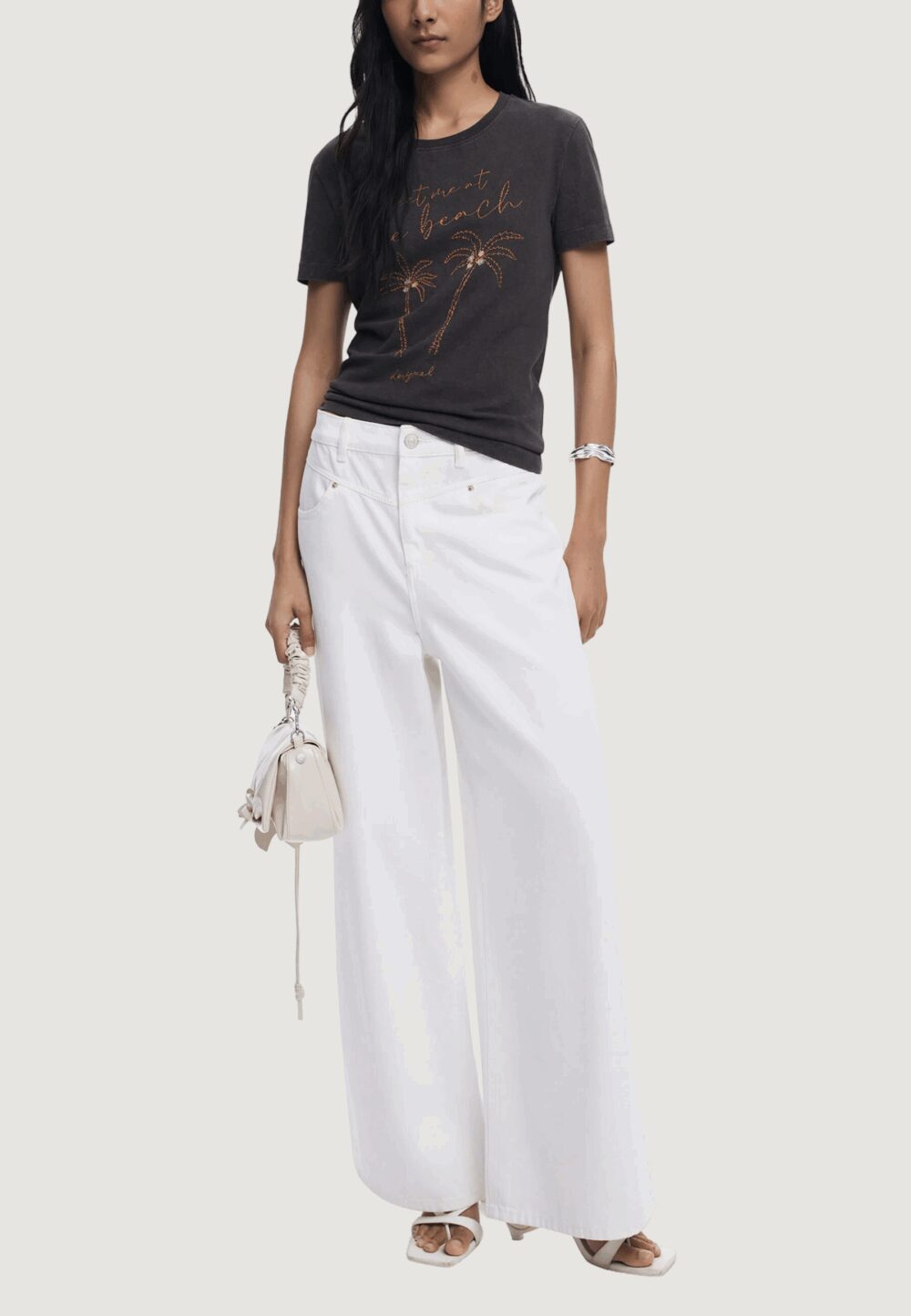 T-shirt Desigual REPRIS TS PALM Nero - Foto 3