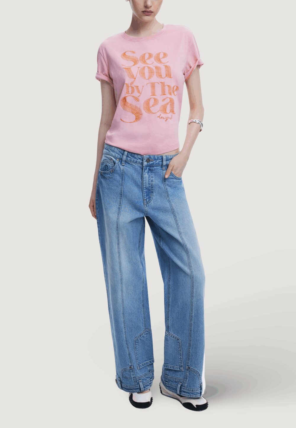 T-shirt Desigual REPRIS TS SEA Rosa - Foto 3