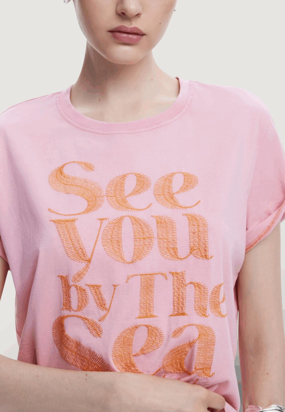 T-shirt Desigual REPRIS TS SEA Rosa - Foto 2