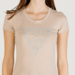 T-shirt Guess SS CN SHINY TRIANGLE Beige - Foto 2