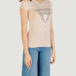 T-shirt Guess SS CN CHEETA LOGO Beige chiaro - Foto 4