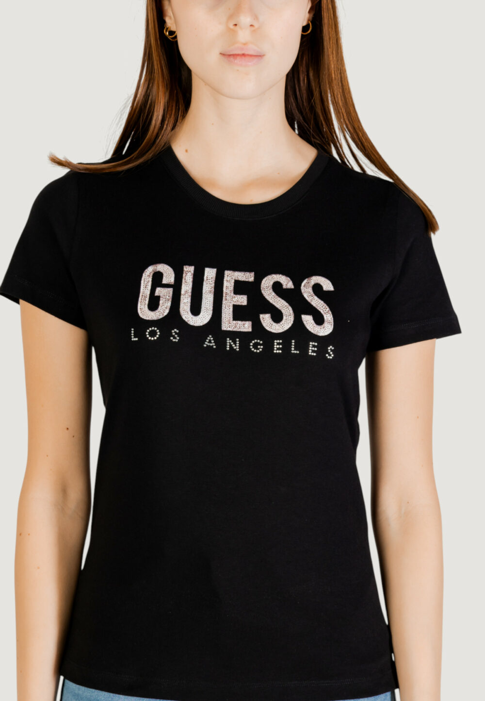 T-shirt Guess SS CN PYTHON LOGO TEE Nero - Foto 2