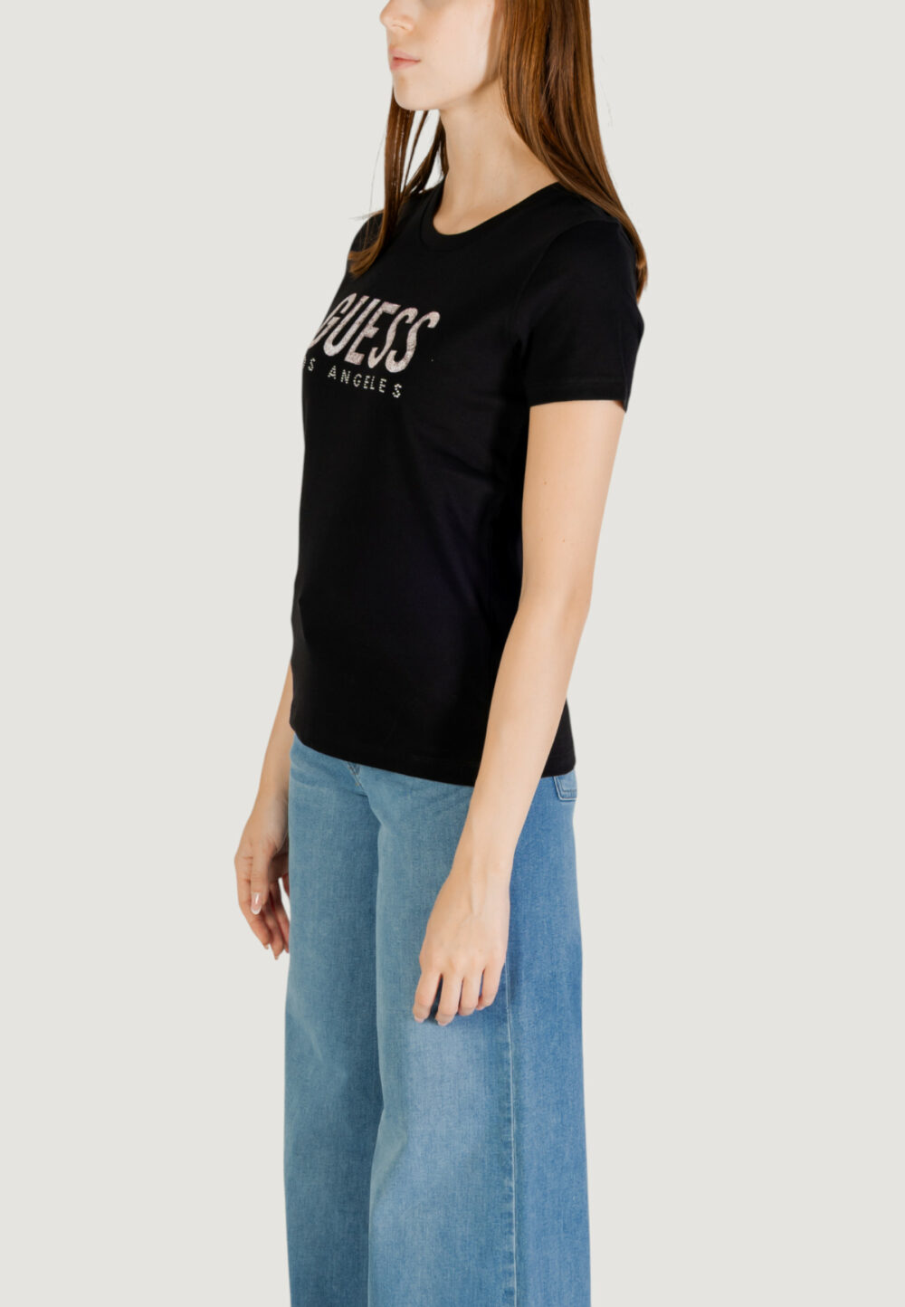 T-shirt Guess SS CN PYTHON LOGO TEE Nero - Foto 3