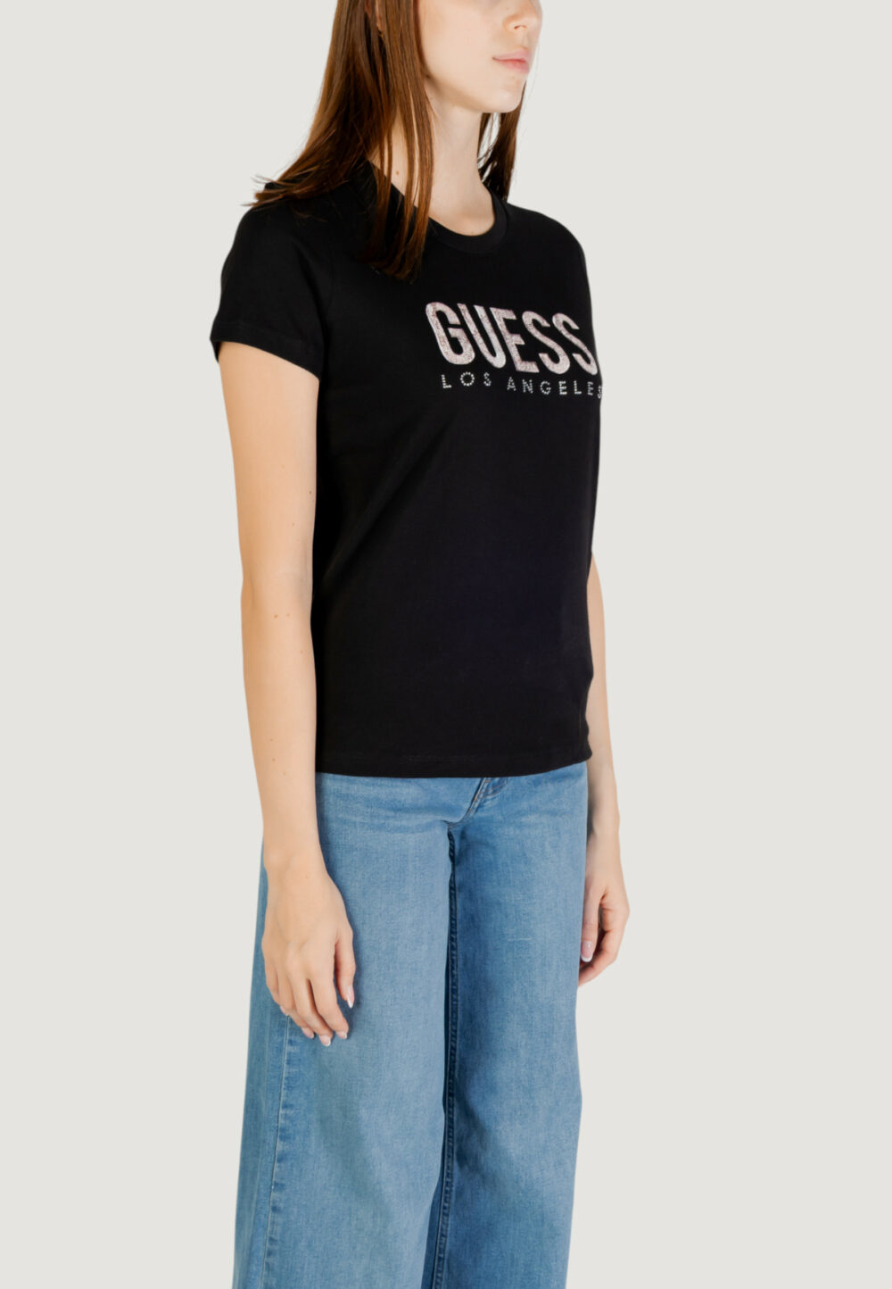 T-shirt Guess SS CN PYTHON LOGO TEE Nero - Foto 4