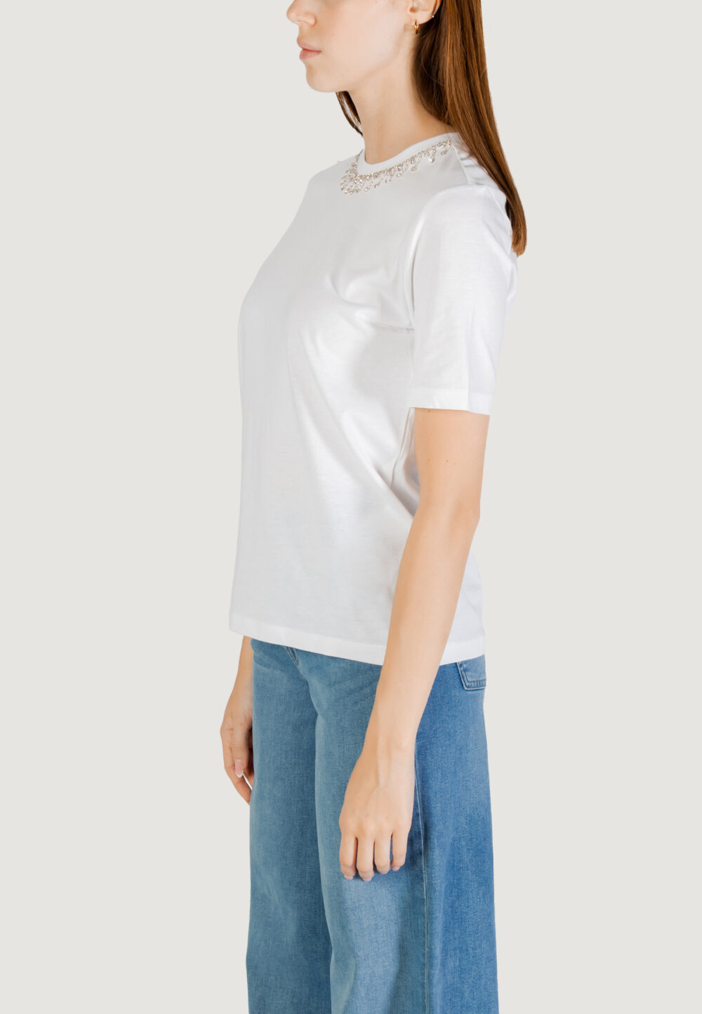 T-shirt Only Onlcheri Life S/S O-Neck Chain Top Jrs Bianco - Foto 2