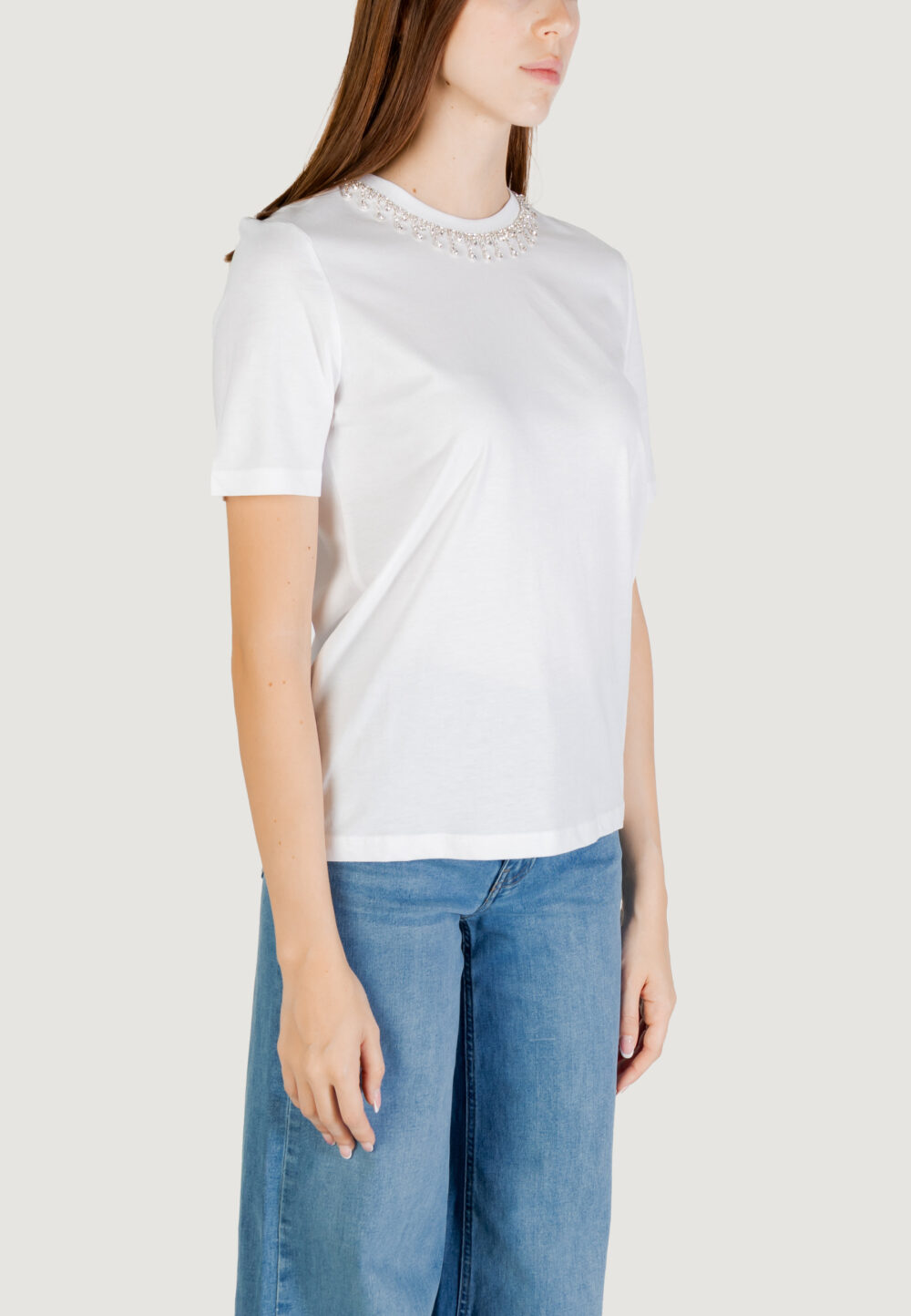 T-shirt Only Onlcheri Life S/S O-Neck Chain Top Jrs Bianco - Foto 3