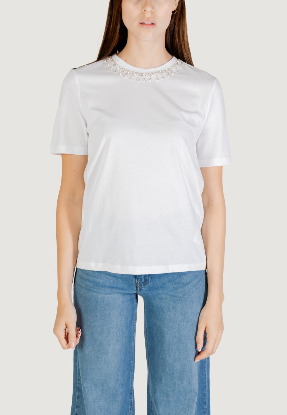 T-shirt Only Onlcheri Life S/S O-Neck Chain Top Jrs Bianco - Foto 5