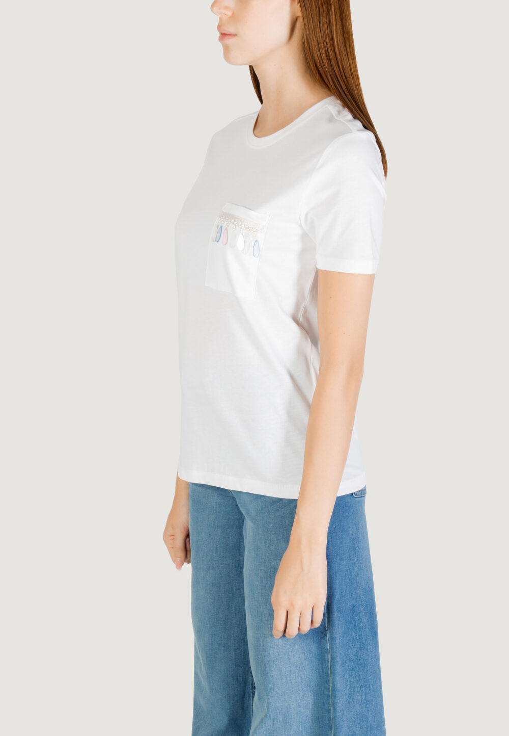 T-shirt Only ONLELIS S/S DETAIL POCKET TEE CS JRS Bianco - Foto 2