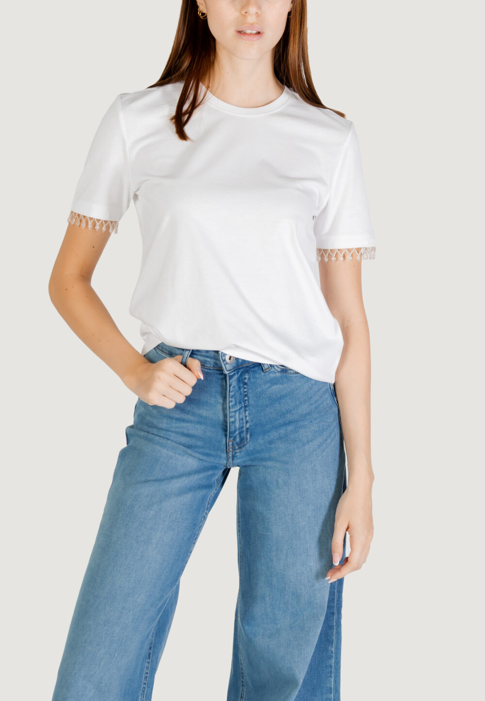 T-shirt Only ONLFILIA S/S DETAIL TEE CS JRS Bianco - Foto 1