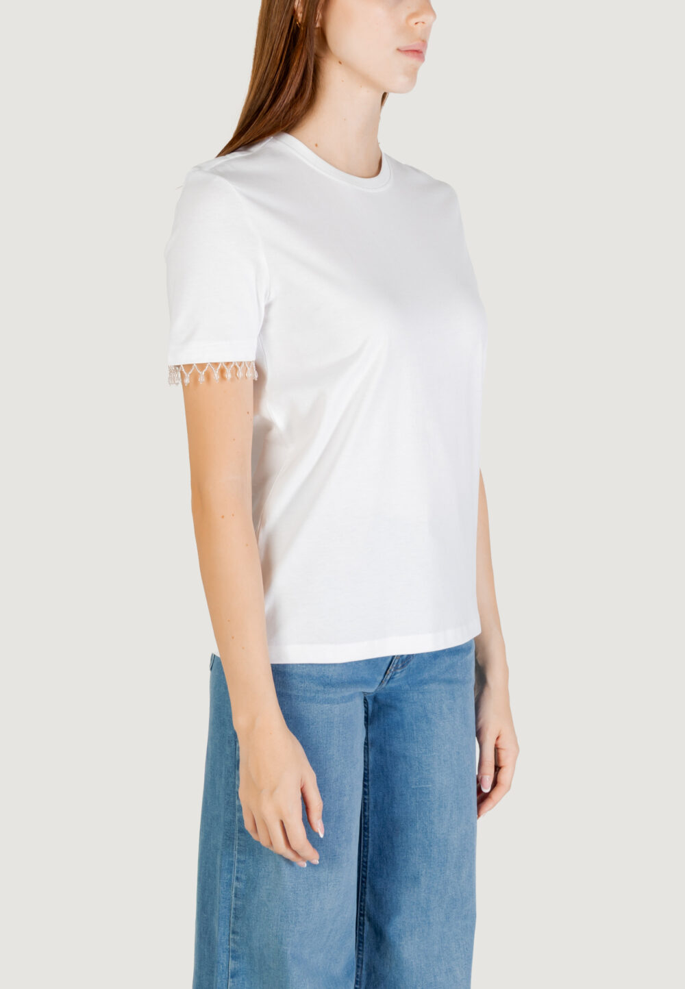 T-shirt Only ONLFILIA S/S DETAIL TEE CS JRS Bianco - Foto 3