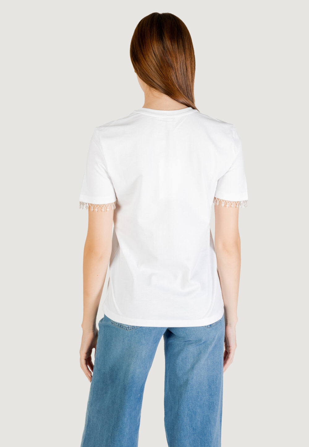 T-shirt Only ONLFILIA S/S DETAIL TEE CS JRS Bianco - Foto 4