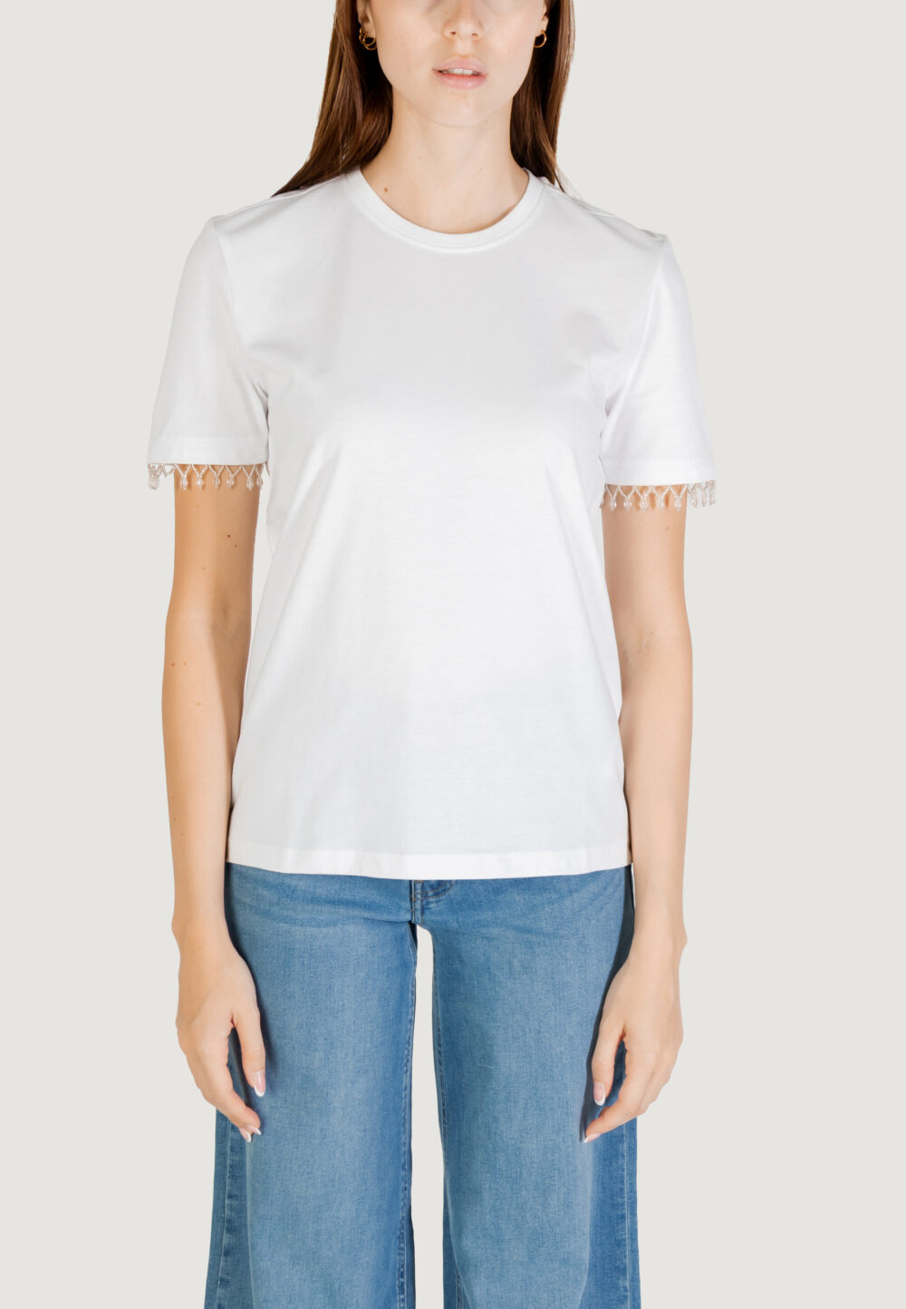 T-shirt Only ONLFILIA S/S DETAIL TEE CS JRS Bianco - Foto 5