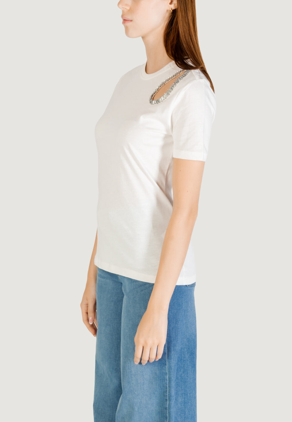 T-shirt Only ONLFLORAS S/S DETAIL TEE CS JRS Bianco - Foto 2