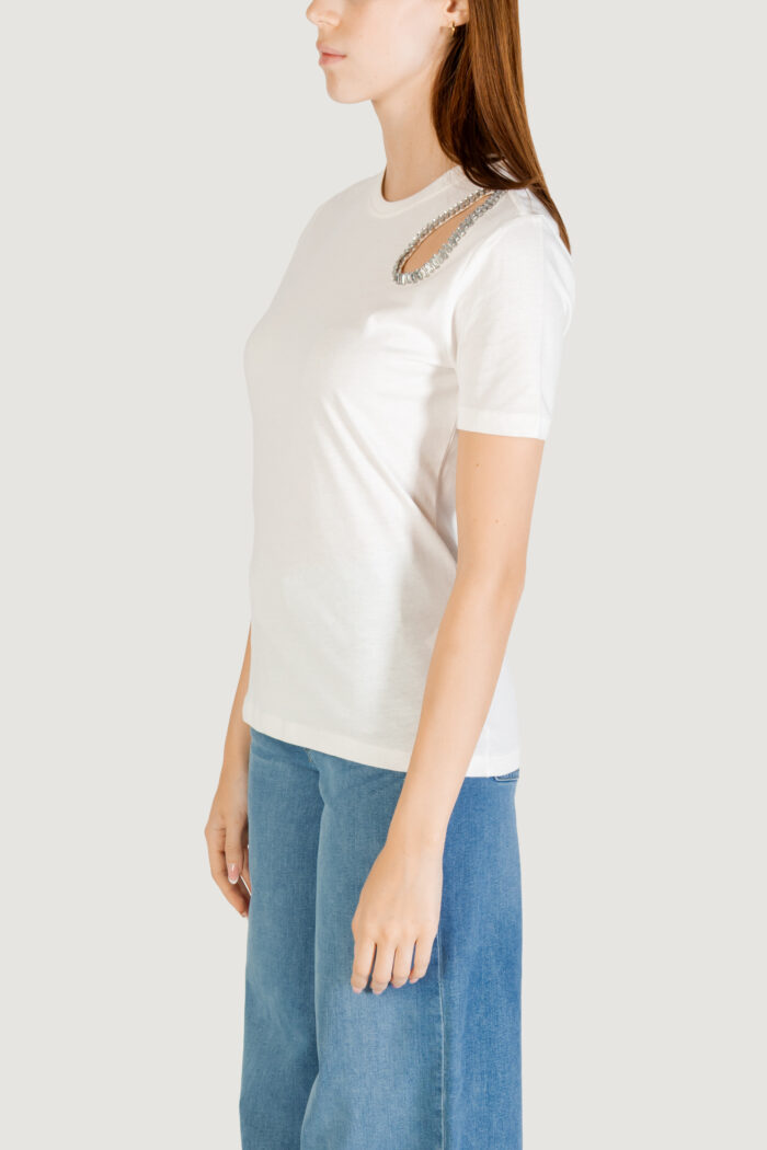 T-shirt Only ONLFLORAS S/S DETAIL TEE CS JRS Bianco – 15362431