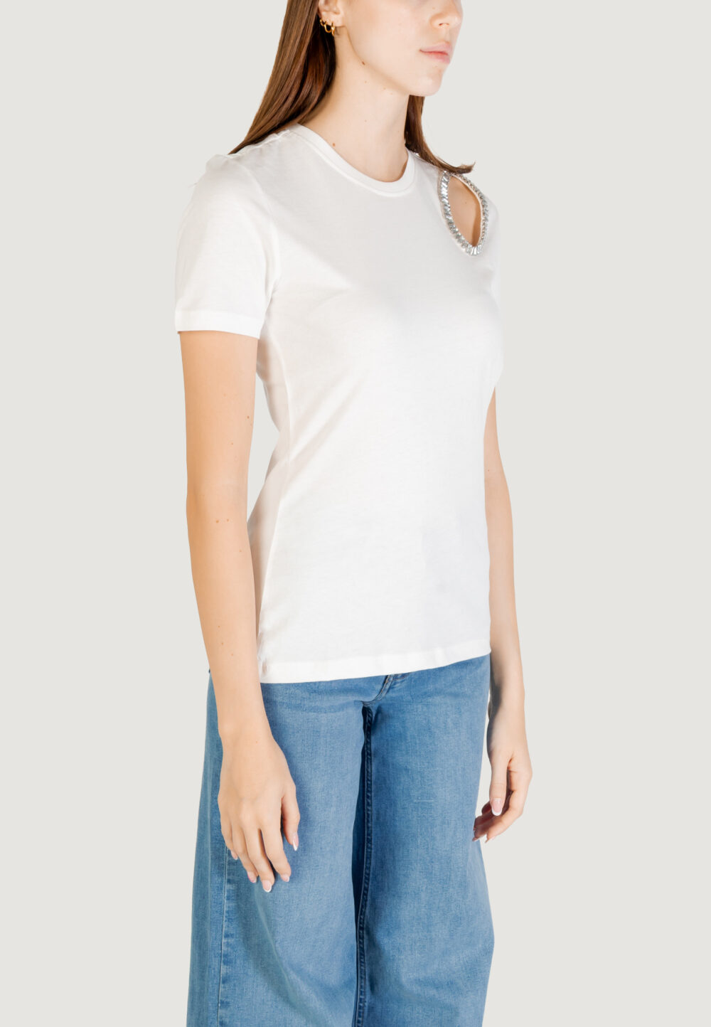 T-shirt Only ONLFLORAS S/S DETAIL TEE CS JRS Bianco - Foto 3