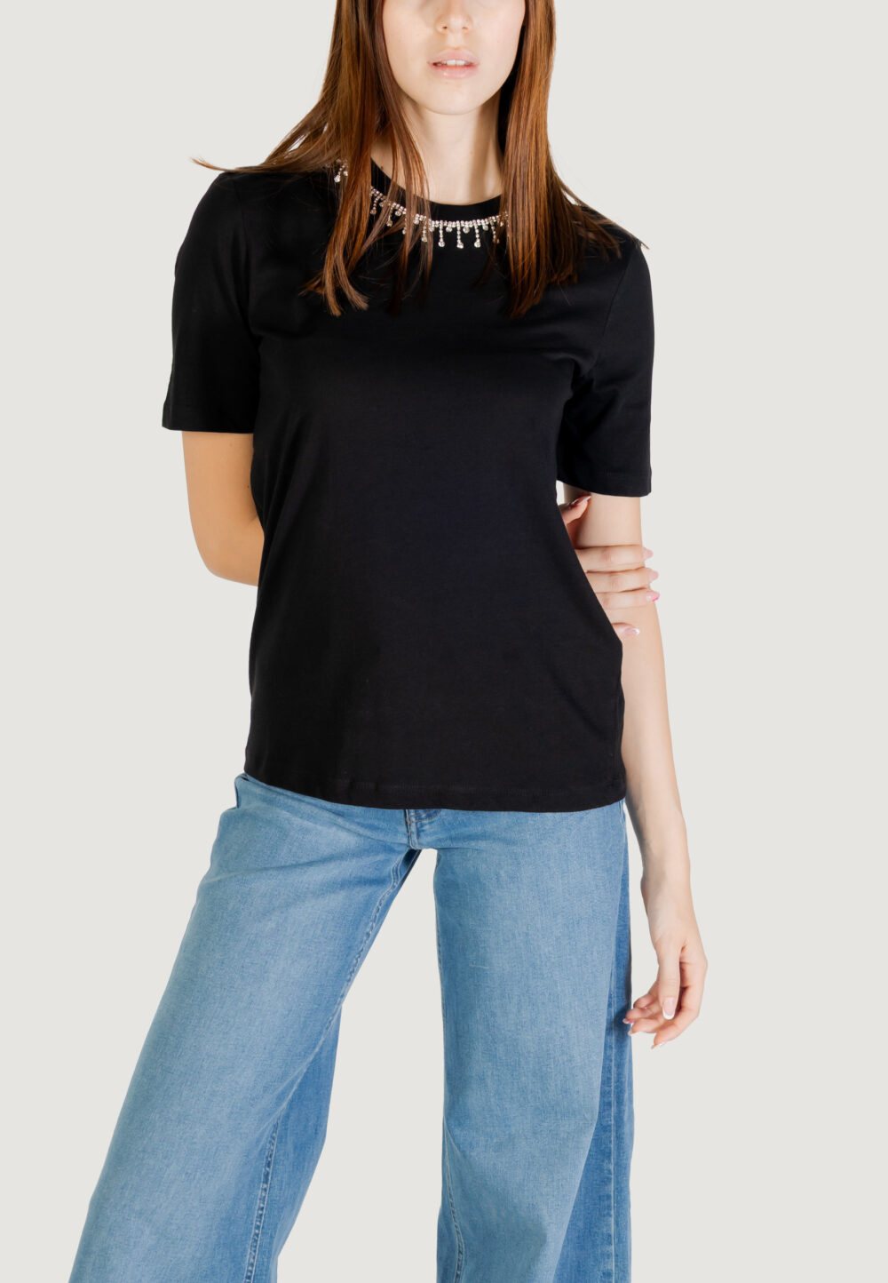 T-shirt Only Onlcheri Life S/S O-Neck Chain Top Jrs Nero - Foto 1