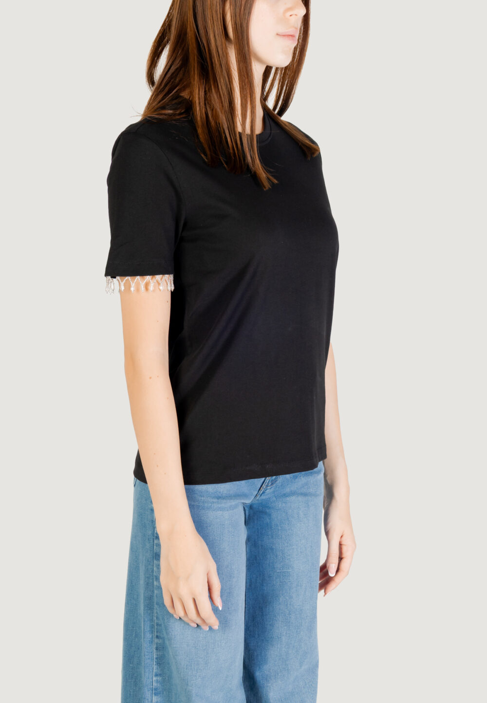 T-shirt Only ONLFILIA S/S DETAIL TEE CS JRS Nero - Foto 3