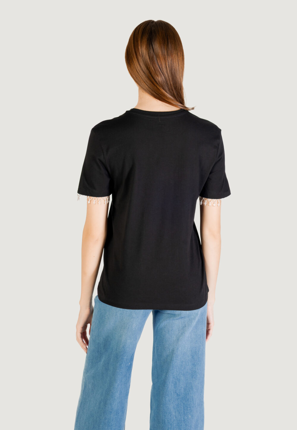 T-shirt Only ONLFILIA S/S DETAIL TEE CS JRS Nero - Foto 4