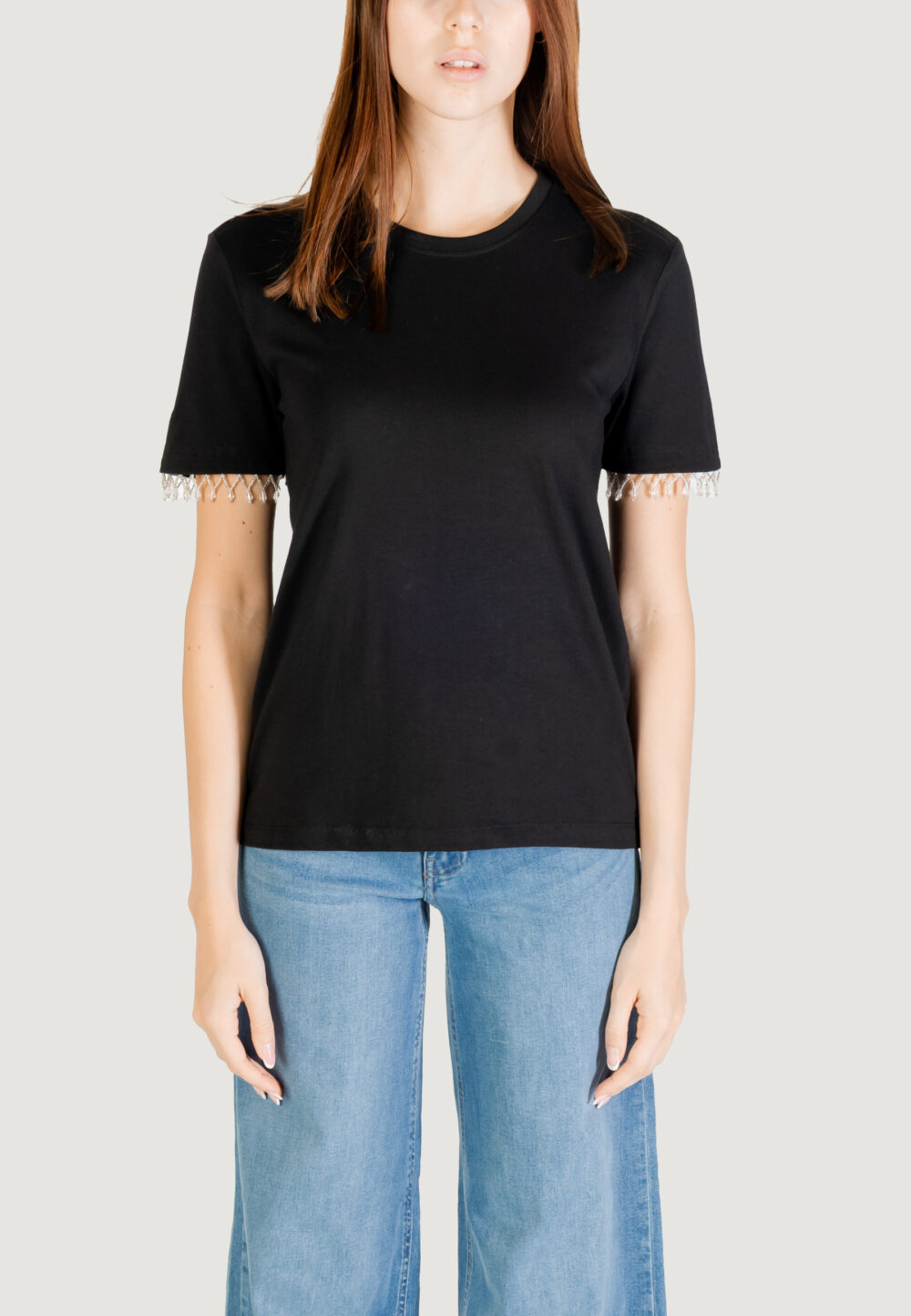 T-shirt Only ONLFILIA S/S DETAIL TEE CS JRS Nero - Foto 5