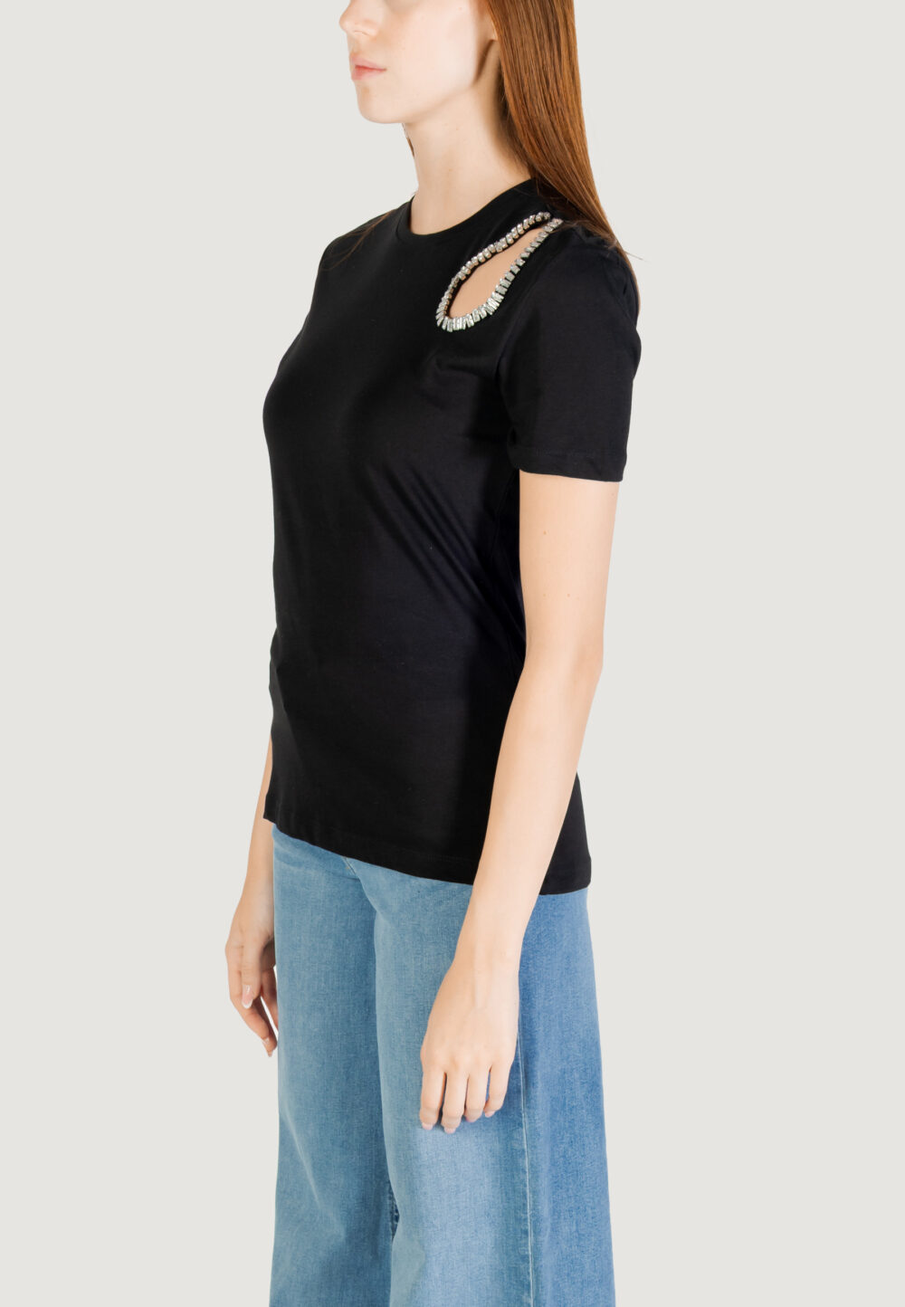 T-shirt Only ONLFLORAS S/S DETAIL TEE CS JRS Nero - Foto 2