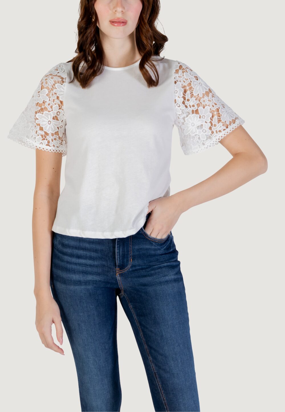 T-shirt Vero Moda Vmpanna 2/4 Top Jrs Bianco - Foto 1