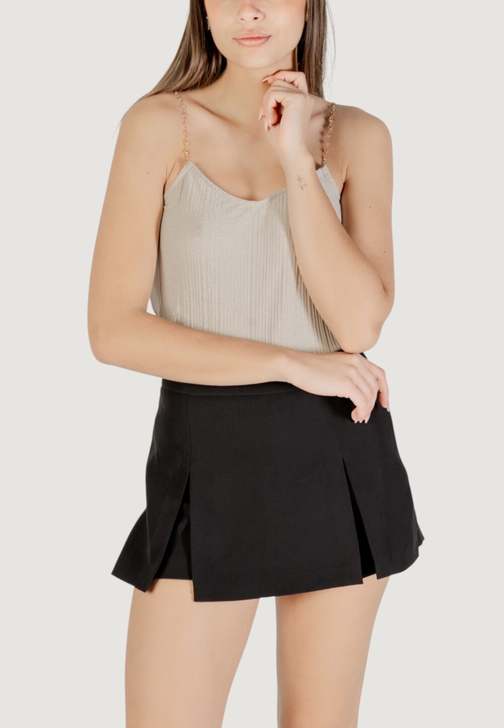 Top Only Onlgail S/L Glitter Top Jrs Beige chiaro - Foto 2